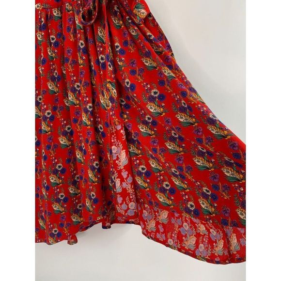 NWOT Anthropologie Rosalia Wrap Dress by Maeve Size 8 Red Ditsy Frill 6388 - Picture 7 of 16